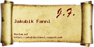 Jakubik Fanni névjegykártya